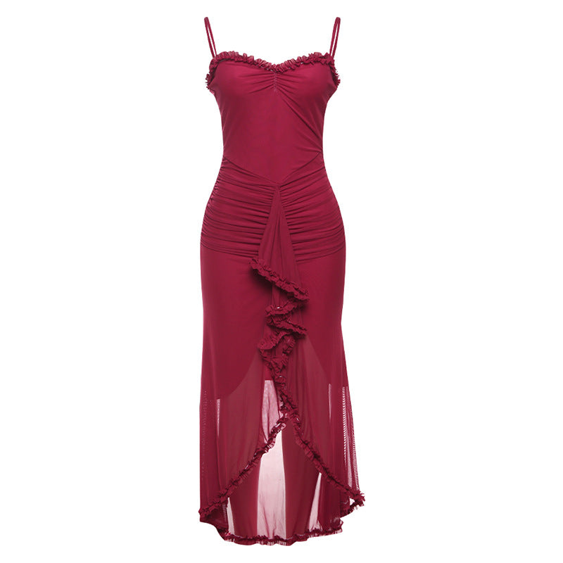 Damen Elegantes Wickelkleid mit Rüschendetails und figurbetontem Schnitt Drune