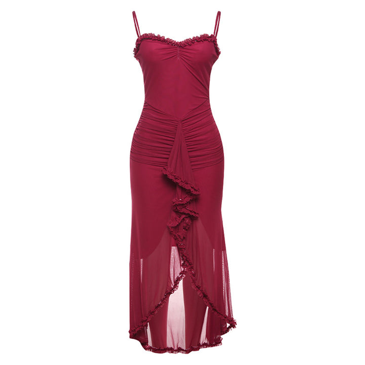 Damen Elegantes Wickelkleid mit Rüschendetails und figurbetontem Schnitt Drune