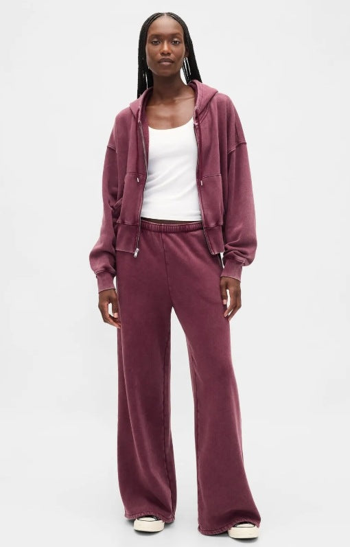 Damen lässiges Freizeit-Set mit Kapuzenjacke und weitem Jogginghose Drune