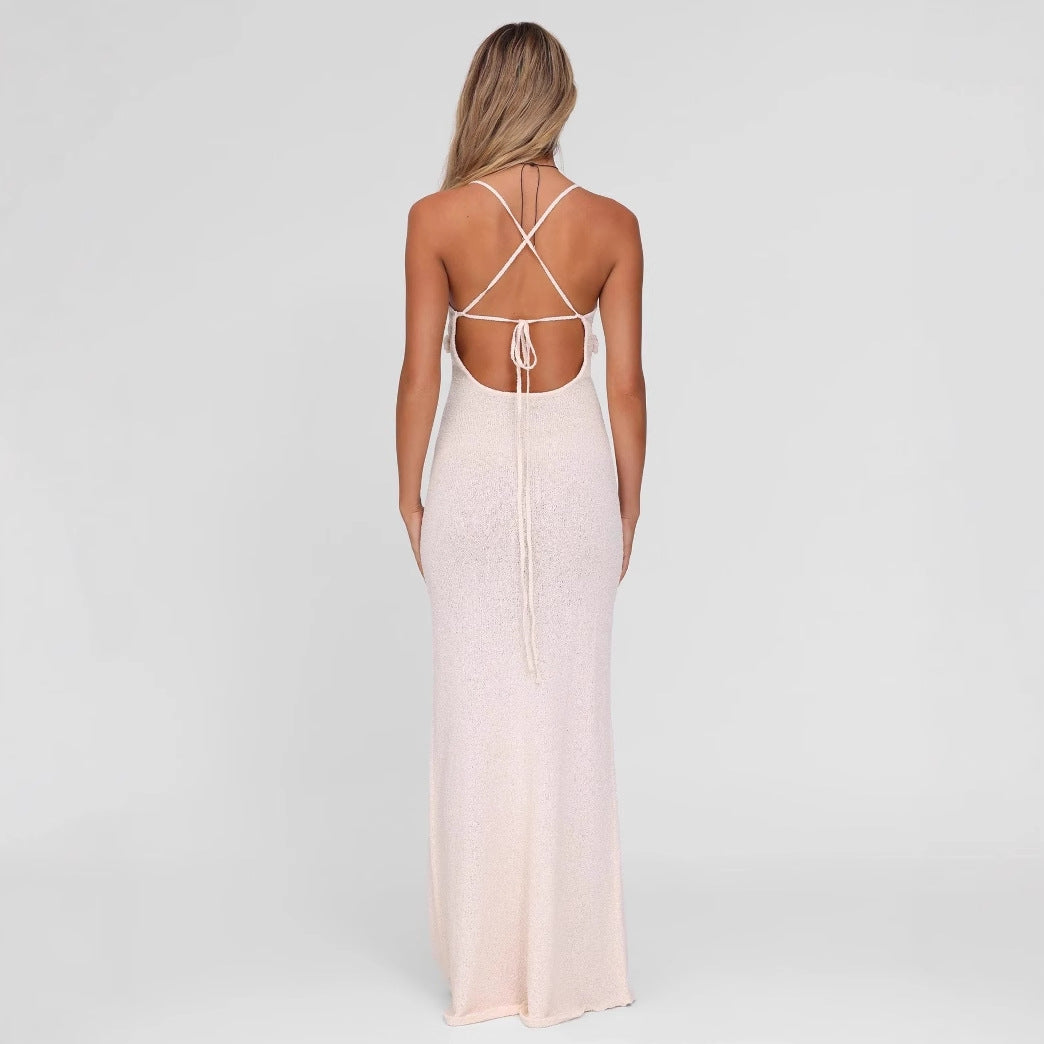 Damen Elegantes Maxikleid mit zartem Blumenakzent und figurbetontem Schnitt Drune
