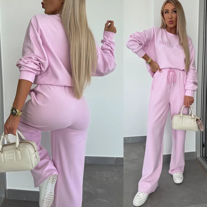 Damen Freizeit-Set mit weitem Sweatshirt und lockerer Hose Drune