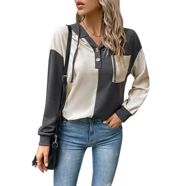 Damen lässiges Pulloverhemd mit stylishen Kontrastdetails Drune
