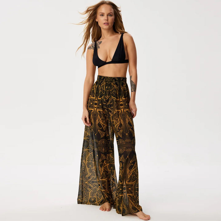 Damen Leggings aus luftiger, transparenter Stoffqualität mit exotischem Muster Drune