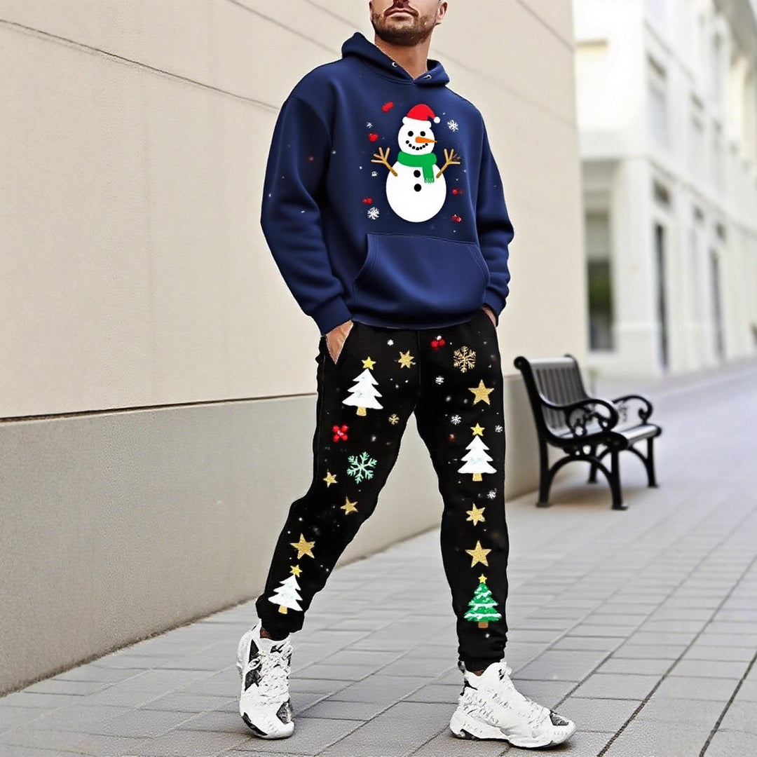 Herren Weihnachtsmotiviere Kapuzenpullover und Jogginghose Set Drune