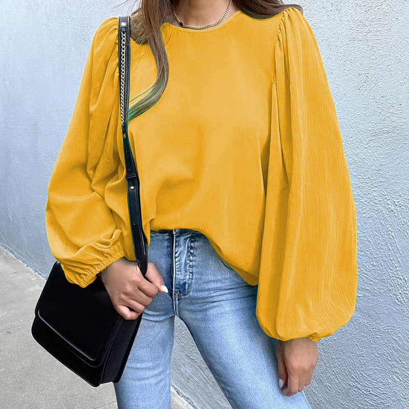 Damen Elegante Bluse mit Puffärmeln Drune