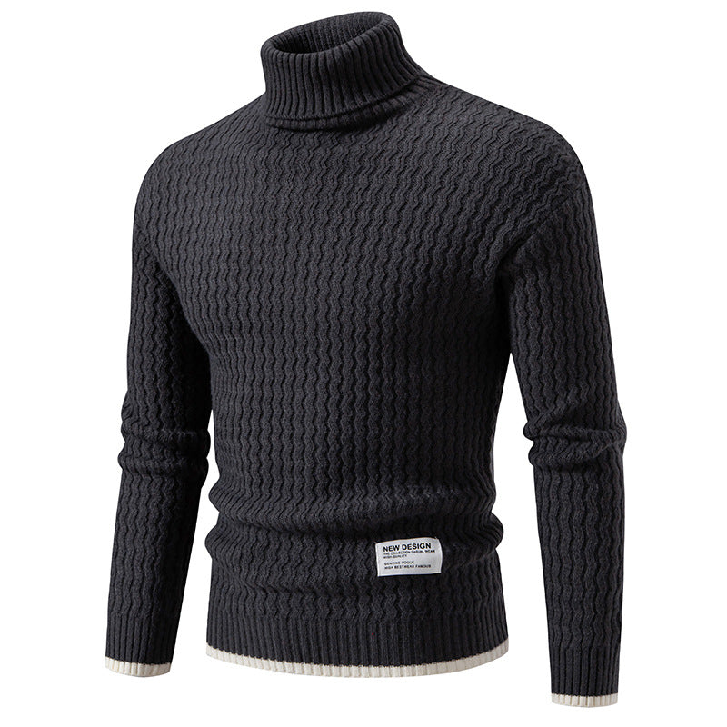 Herren Strickpullover mit hochabschließendem Kragen und strukturiertem Muster Drune