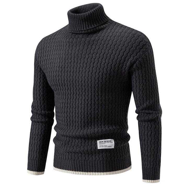 Herren Strickpullover mit hochabschließendem Kragen und strukturiertem Muster Drune
