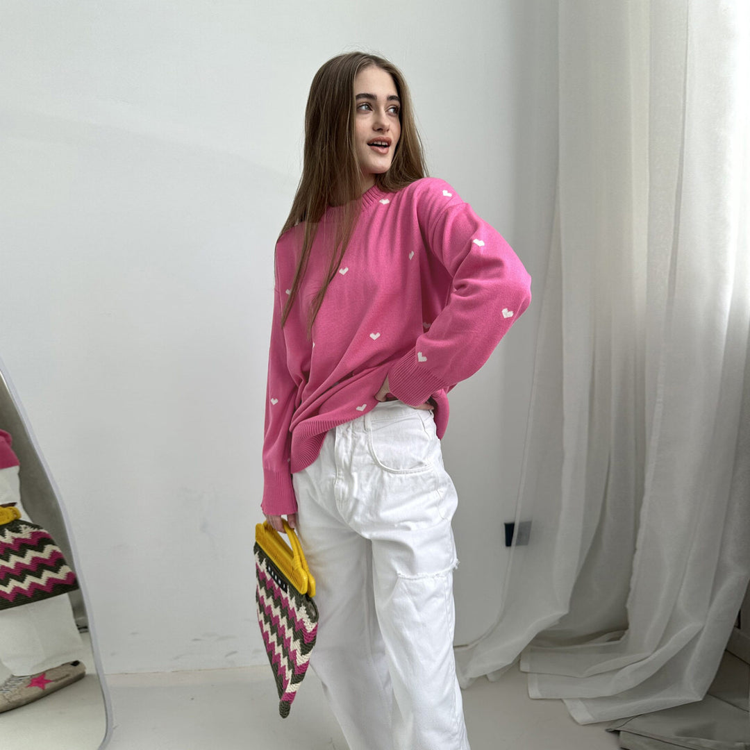 Damen Sweater mit Herzmotiv Drune