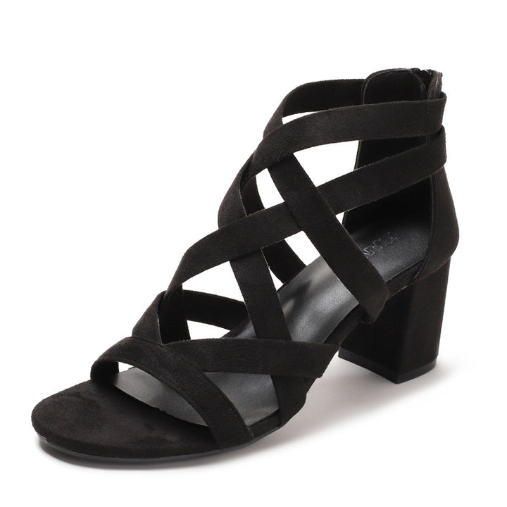 Damen Sandalen mit stylischem Kreuzriemen und komfortablem Blockabsatz Drune