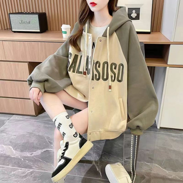 Damen Sportliche Kapuzenjacke mit lässigem Schnitt und auffälligem Schriftzug Drune