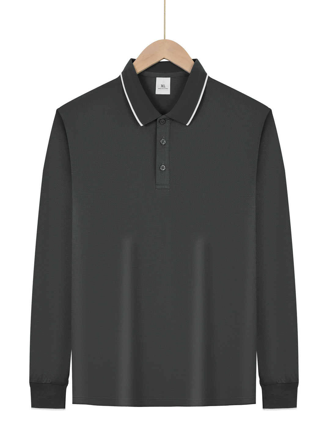 Herren nan langärmeliges Piqué-Poloshirt mit Kontrastpaspel am Kragen und Bündchen Drune