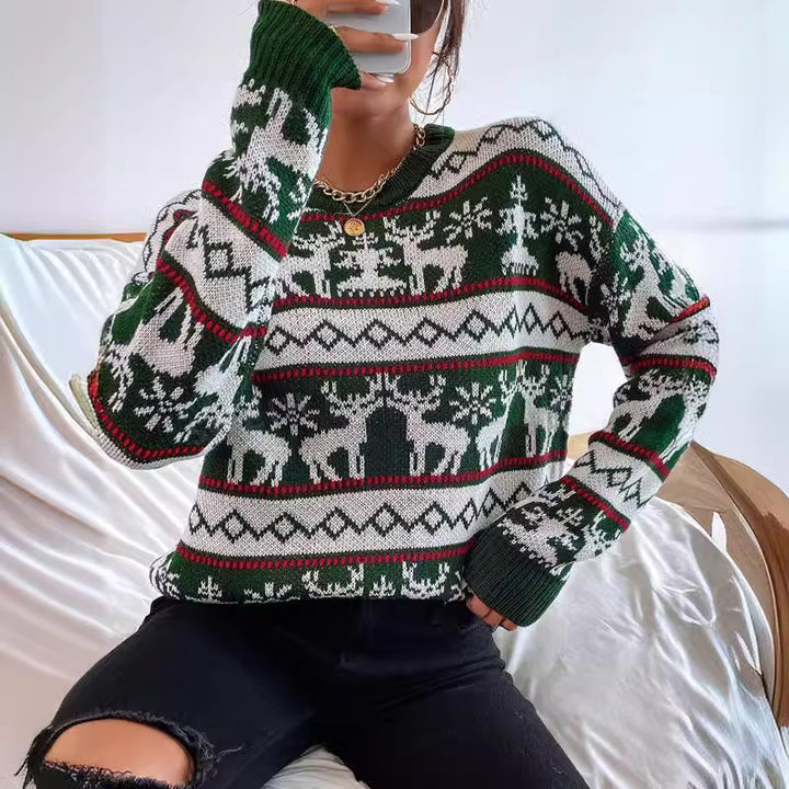 Damen Weihnachtspullover mit modernem Rentier-Muster und exklusiver Strickqualität Drune