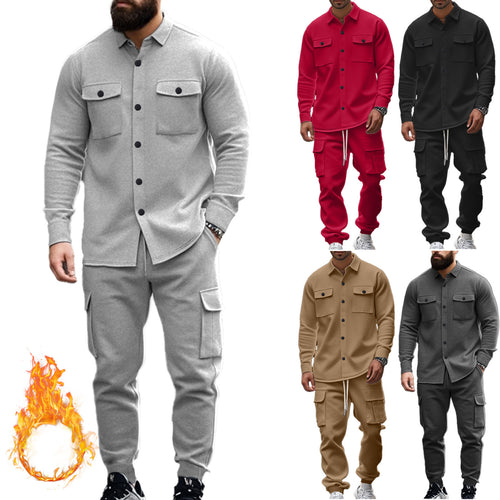 Herren nan athletisches Hemdjacke-Overshirt mit aufgesetzten Brustklappen und durchgehender Knopfleiste Drune