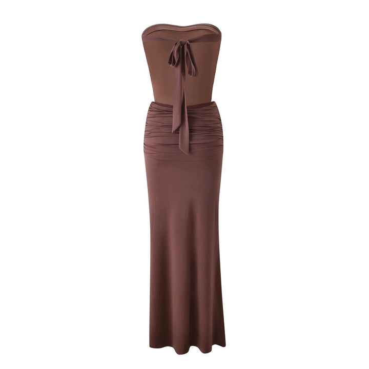 Damen Langes, figurbetontes Maxikleid mit gerafftem Oberteil Drune