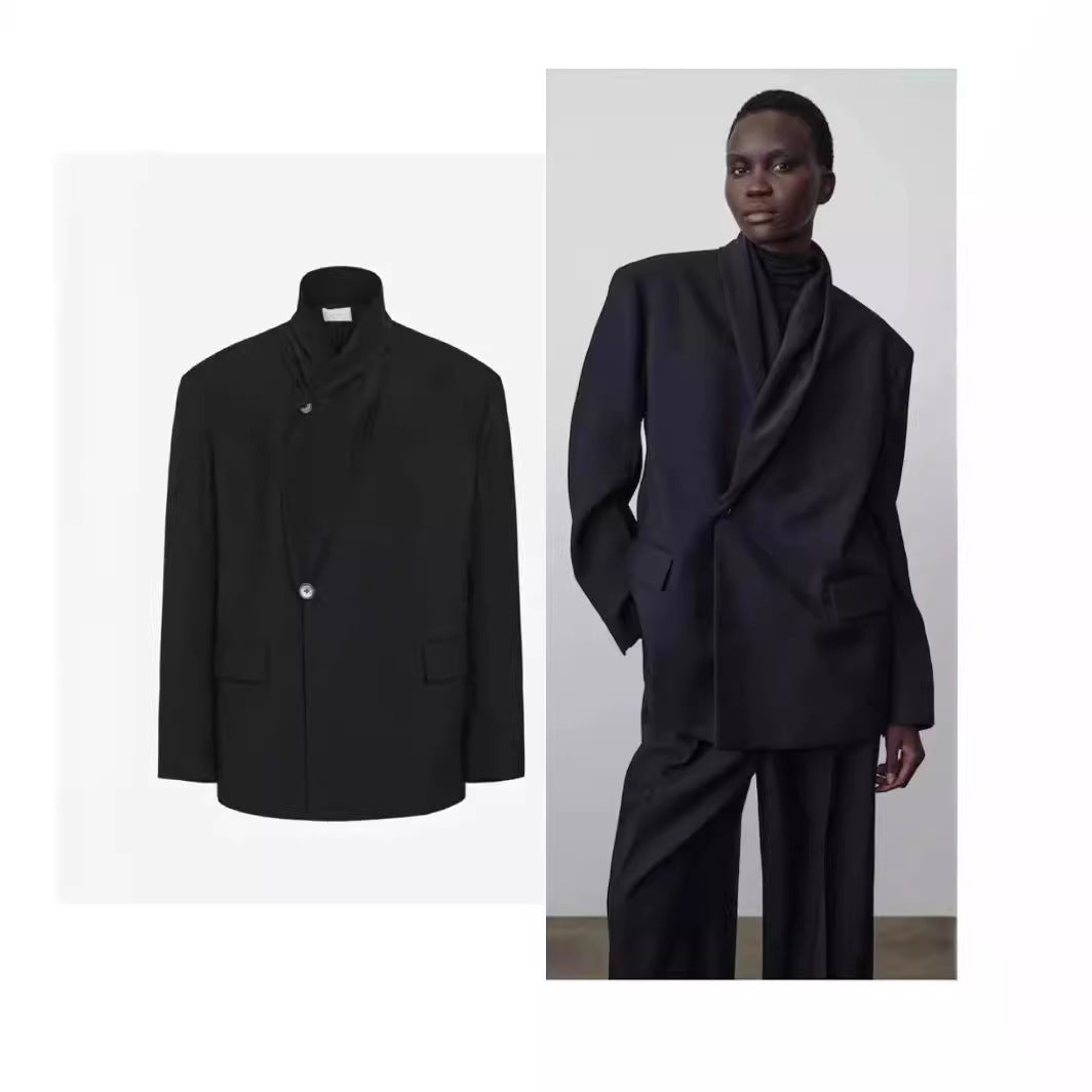 Damen Modischer Oversize-Blazer mit drapierter Vorderseite Drune
