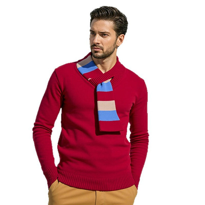 Herren eleganter Pullover mit modernem V-Ausschnitt und feinen Rippdetails Drune