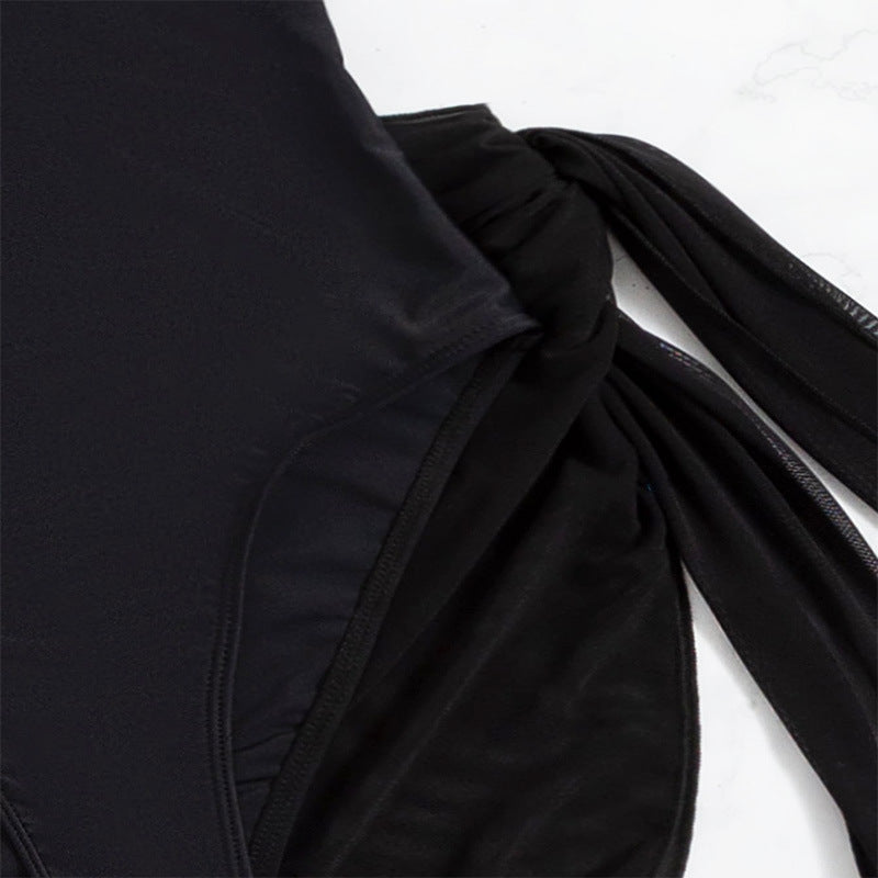Damen Einteiler Badeanzug mit elegantem Wickelrock Drune