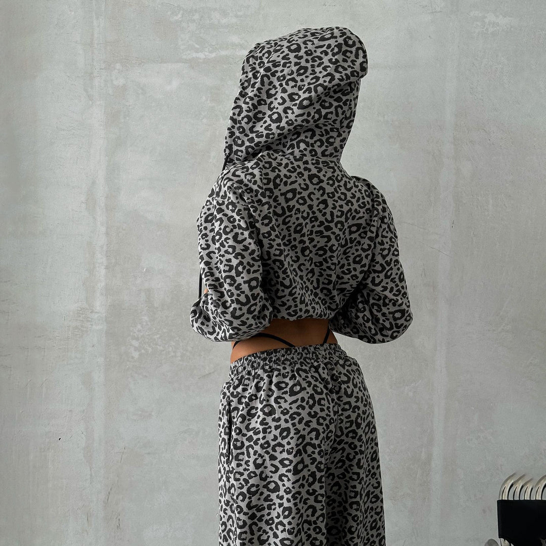 Damen Baumwoll-Loungewear-Set mit Leoparden-Design Drune