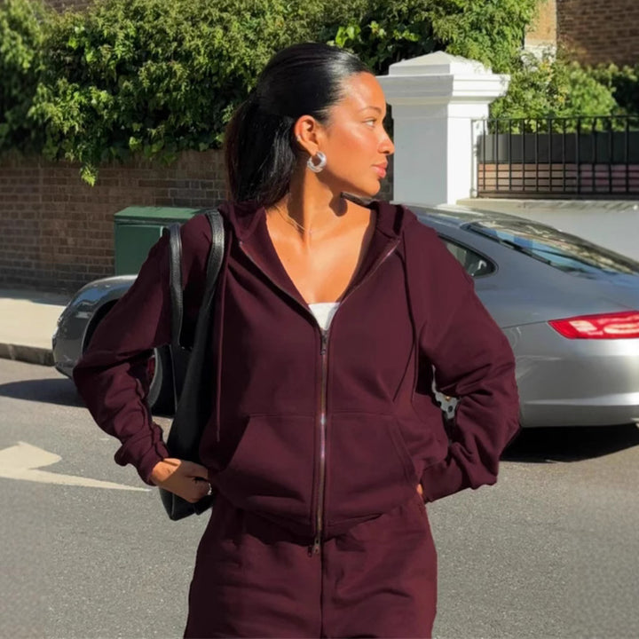 Damen Kapuzenpullover und weit geschnittene Jogginghose Set Drune