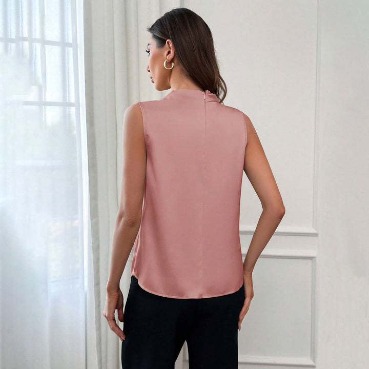Damen Elegantes Oberteil mit hochgeschlossenem Kragen Drune