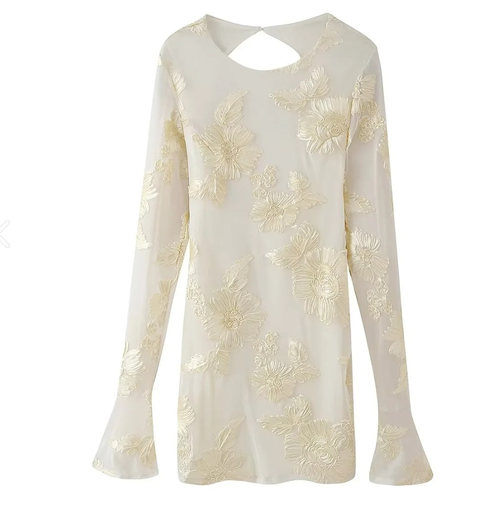 Damen Elegantes und florales Chiffonoberteil mit langen Ärmeln Drune