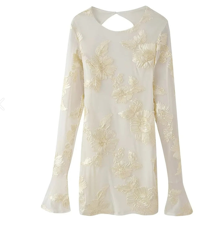 Damen Elegantes und florales Chiffonoberteil mit langen Ärmeln Drune
