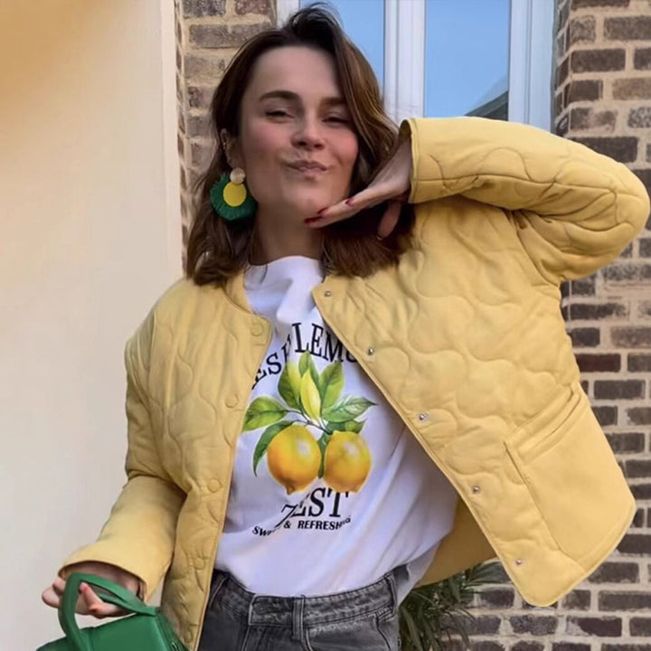 Damen leichte Steppjacke mit modernen Absteppungen Drune