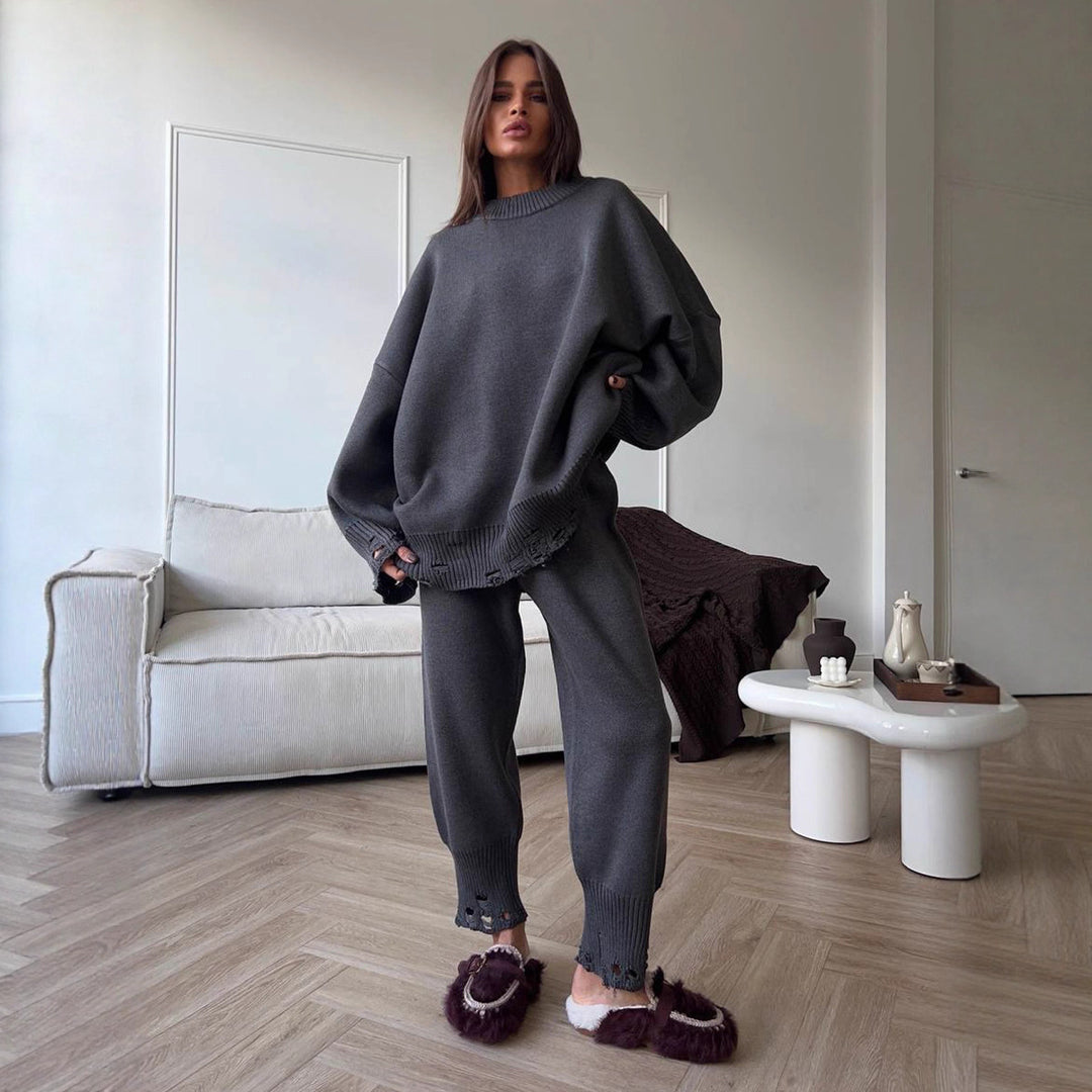 Damen Gemütliches Strickset aus weichem Material und weitem Schnitt Drune