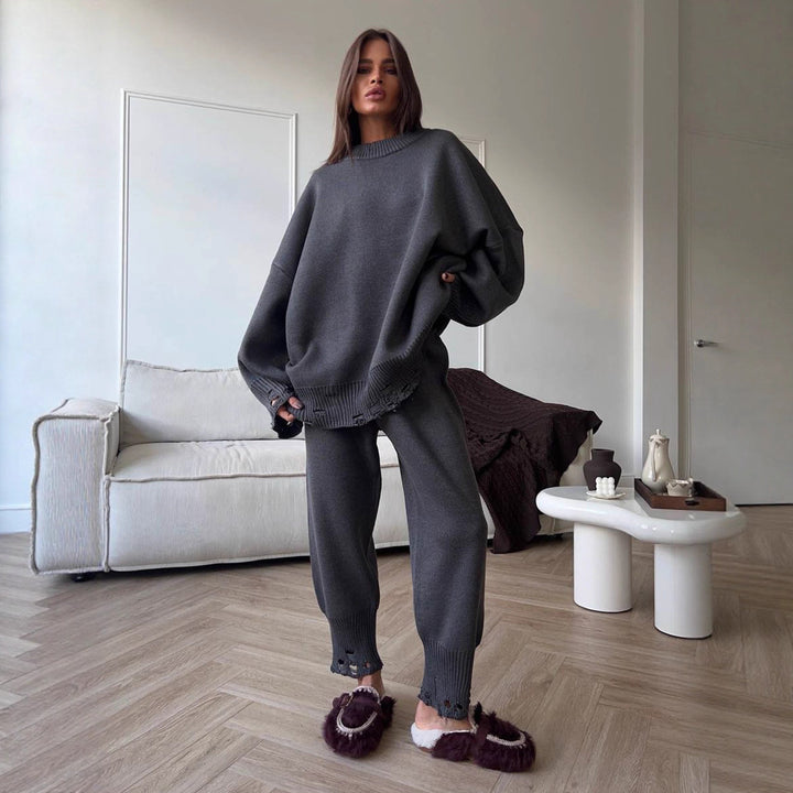Damen Gemütliches Strickset aus weichem Material und weitem Schnitt Drune