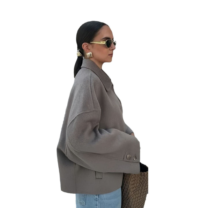 Damen modische Kurzjacke mit eleganten Knopfdetails Drune