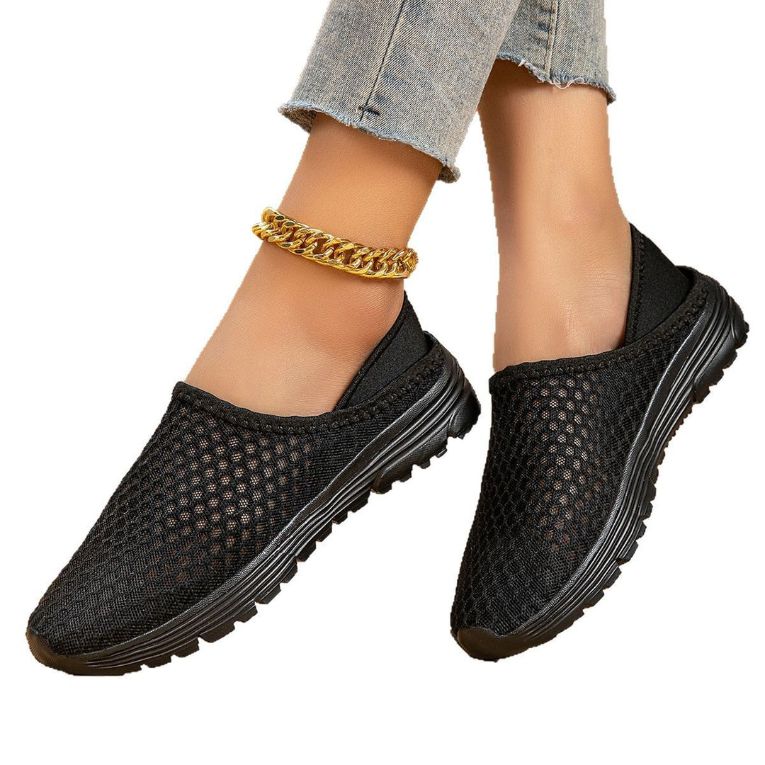 Damen nan luftige Schlupfsneaker mit Honigwaben-Strickoberteil und gedämpfter Komfortsohle Drune