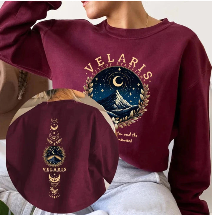Damen Sweatshirt mit künstlerischem Nachthimmel-Motiv Drune