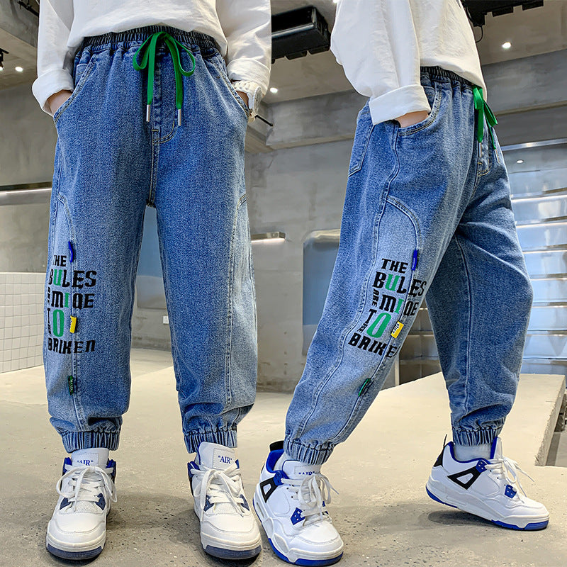 Damen bequeme Freizeithose mit kreativem Druck Drune