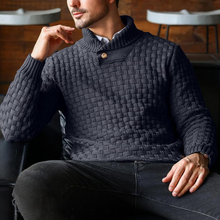 Herren Strickpullover mit Strukturiertem Muster und Modernem Stehkragen Drune
