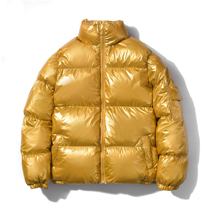 Herren nan glänzende Oversize Daunenoptik Steppjacke mit hohem Stehkragen und elastischen Bündchen Drune