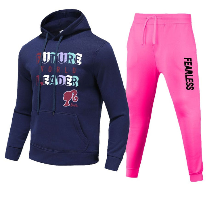 Damen Hoodie und Jogginghose Set mit auffälligem Schriftzug und buntem Design Drune