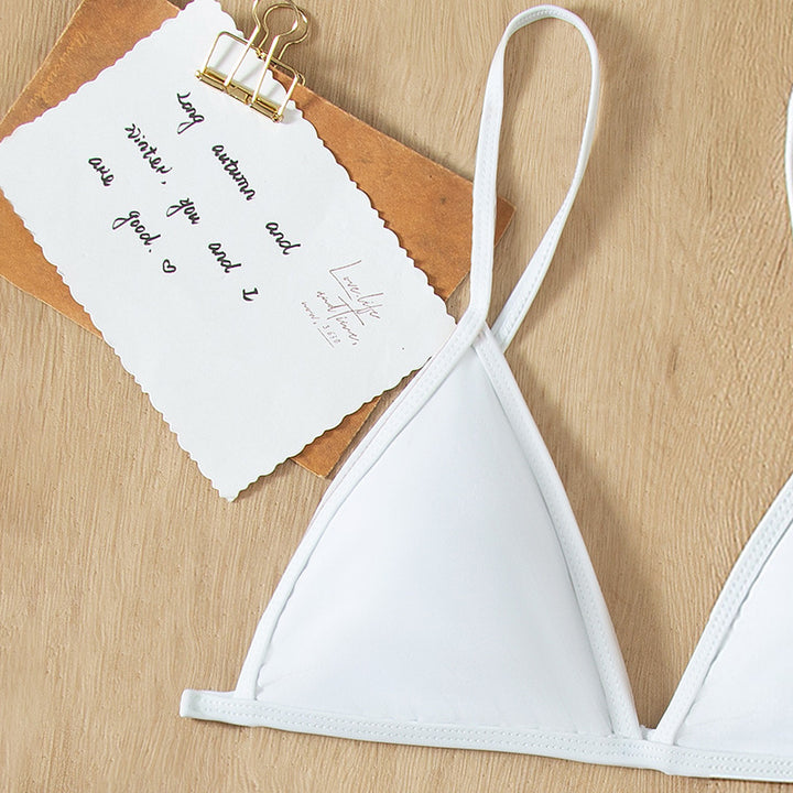 Damen Triangel-Bikini-Set mit dünnen Trägern und minimalistischem Design Drune