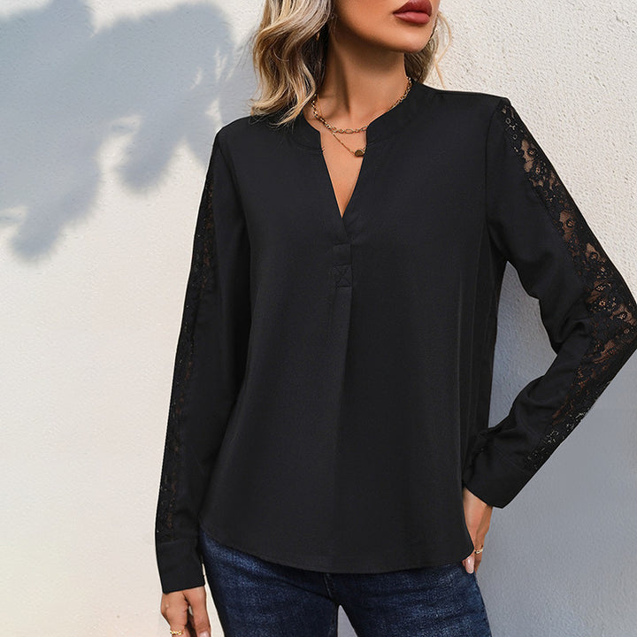 Damen Bluse mit Spitzeneinsätzen Drune