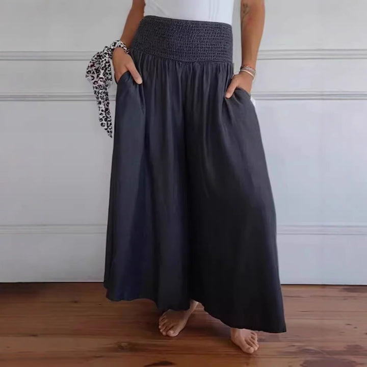 Damen weite Baumwollhose mit elastischem Bund und praktischen Taschen Drune