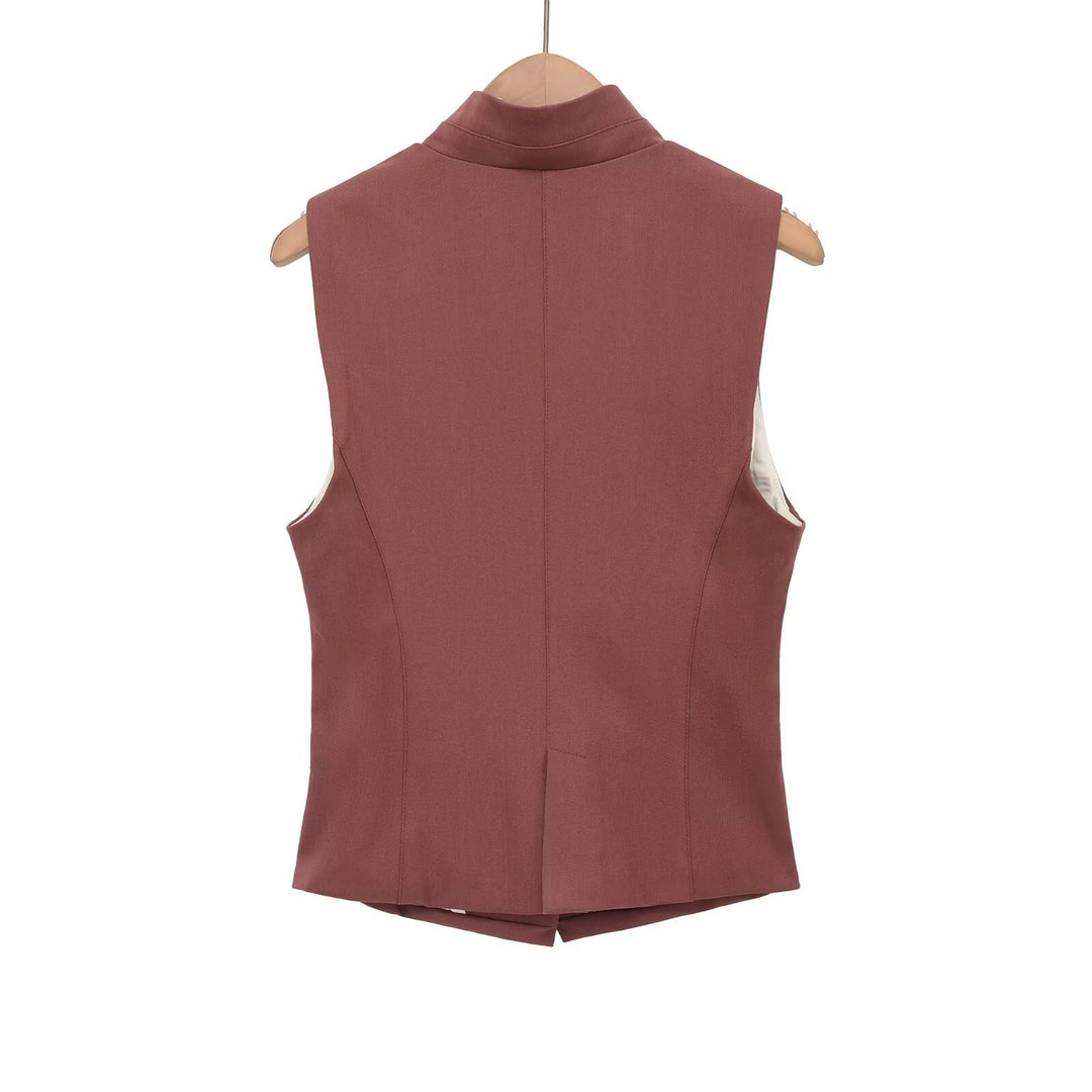 Damen ärmellose Blazerjacke mit eleganter Silhouette und feinen Details Drune