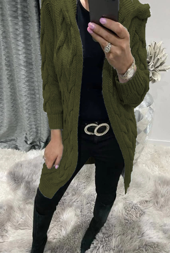 Damen Strickjacke mit modischem Zopfmuster Drune