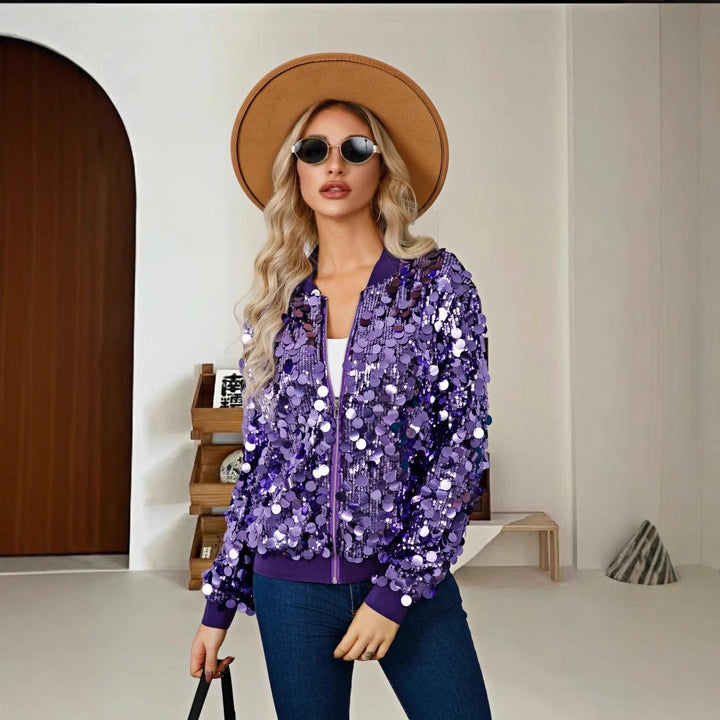 Damen Pailletten-Bomberjacke mit sportivem Schnitt Drune