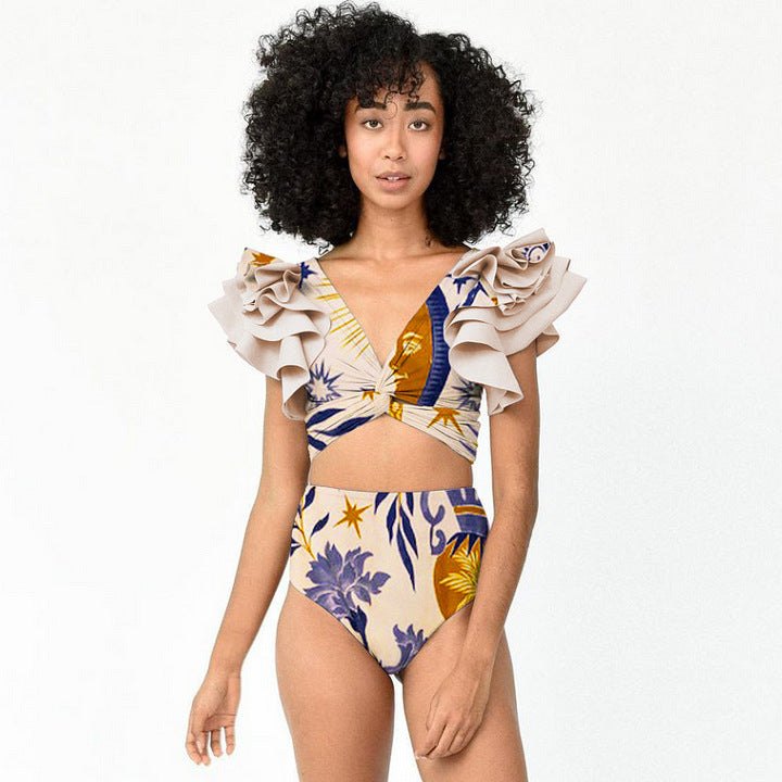 Damen elegantes Wickeloberteil und kombiniertes Rockset Drune