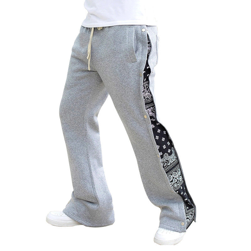 Damen nan Jogginghose mit seitlichen Druckknopfschlitzen und Paisley-Einsatz Drune