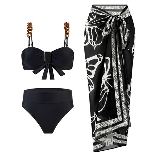 Damen Bikini-Set mit elegantem Wickelrock und raffinierten Trägerdetails Drune