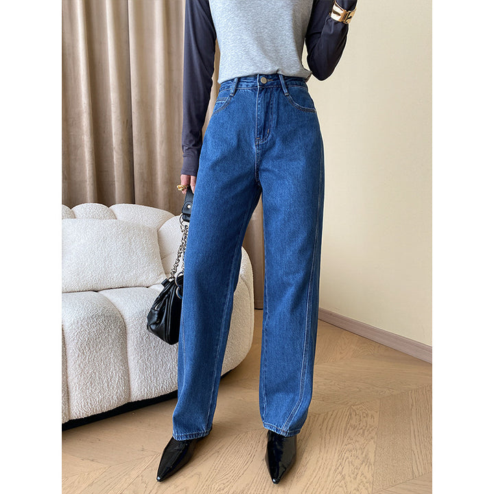 Damen Lässiges Denim-Hemd mit Übergrößenschnitt Drune