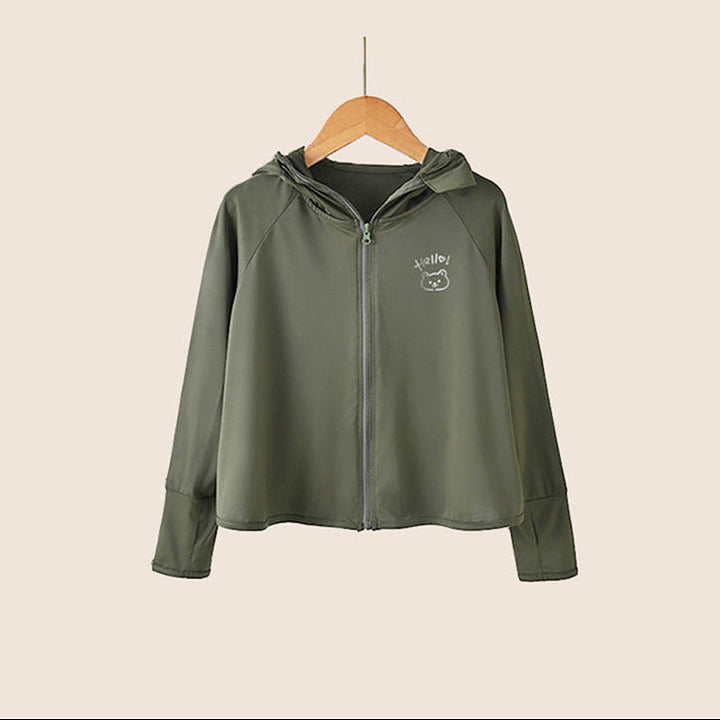 Damen leichte und atmungsaktive Sportjacke mit Kapuze Drune