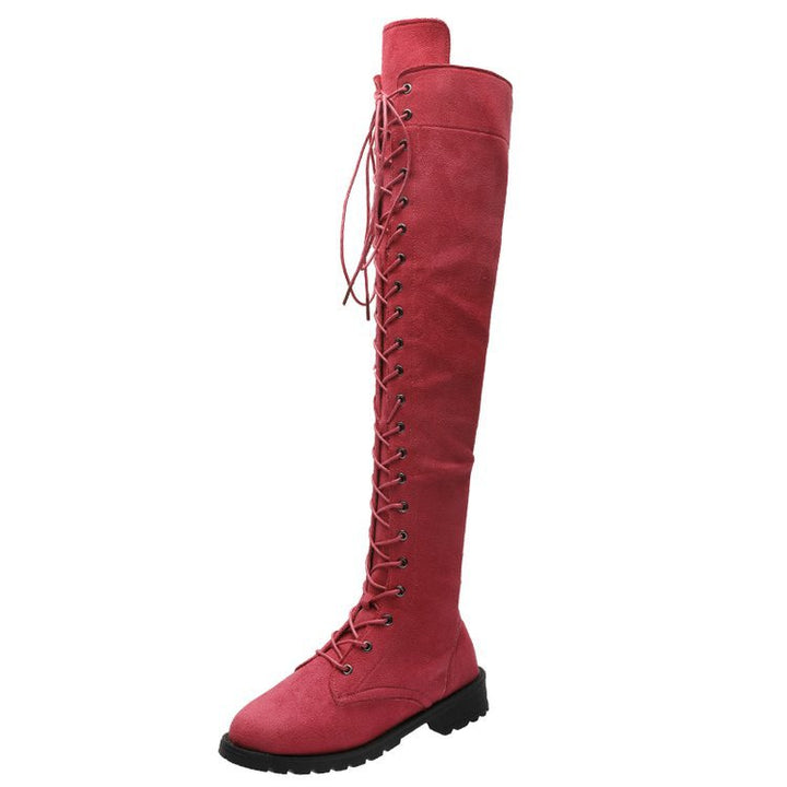 Damen Overknee-Stiefel mit raffinierter Schnürung und robustem Profil Drune