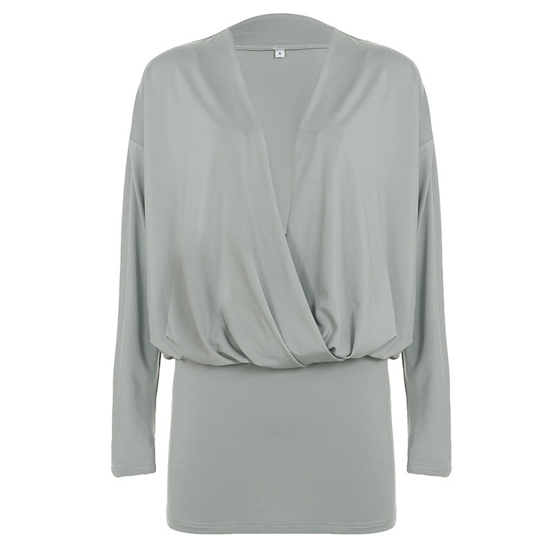 Damen Wickeloberteil mit eleganter Raffung und V-Ausschnitt Drune