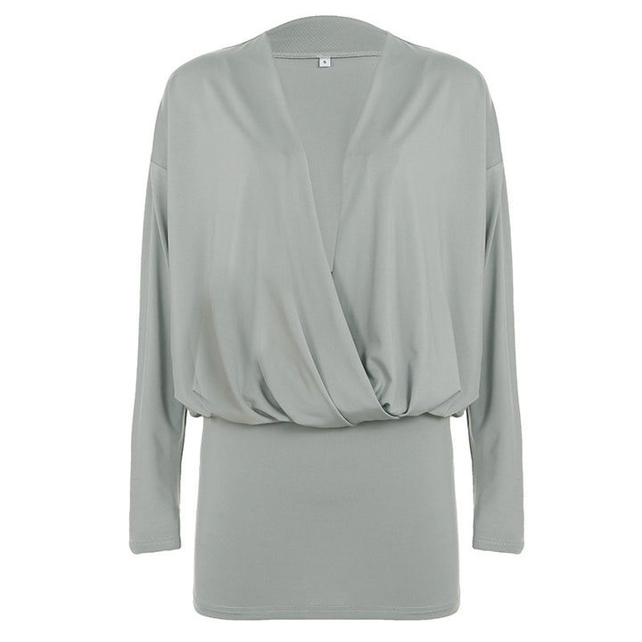 Damen Wickeloberteil mit eleganter Raffung und V-Ausschnitt Drune